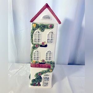 VTG MINT Beautiful Italian House Shape Ceramic Spaghetti Pasta Canister or Decor